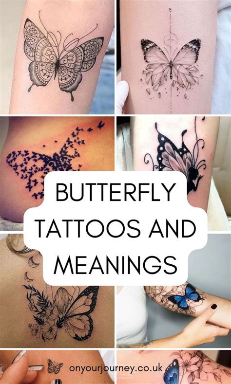 Many Different Tattoos And Meaningss Are Shown In This Collage With The Words Butterfly Tattoos