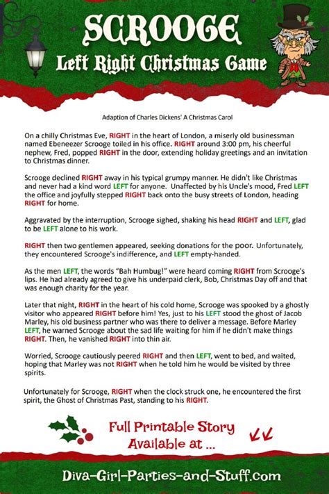 Christmas Story Left Right Game Printable