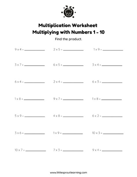 Multiplying With Numbers Little Sprout Art Learning Lab