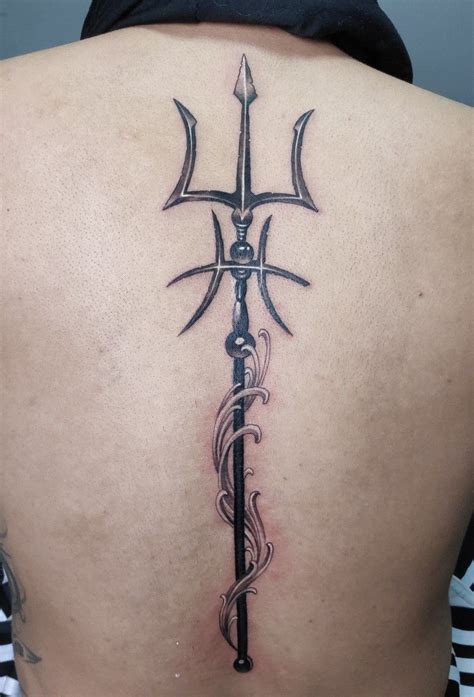 Trident Back Tattoo