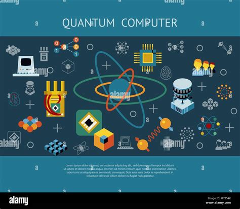 Digital Vector Quantum Computing And Qubits Icon Set Pack Illustration