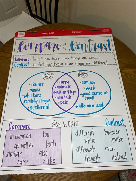 A Poster On The Table That Says Compare And Contrast