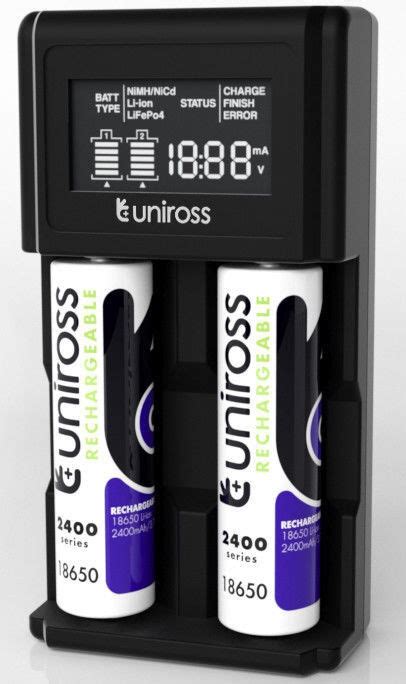 UNiROSS COMPACT FAST SMART LCD Li ION NiMH CHARGER 8 X AA DURACELL 2500