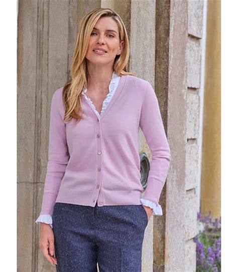 Petal Pink Cashmere V Neck Cardigan Woolovers Uk