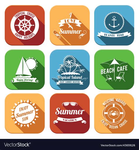 Summer Icons Set Royalty Free Vector Image Vectorstock