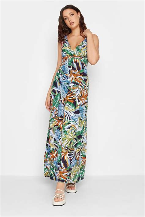 Lts Tall Green Palm Leaf Print Maxi Dress Long Tall Sally