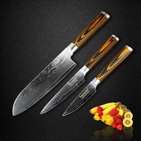 Sunnecko Pcs Kitchen Knife Set Santoku Utility Paring Knives Japanese