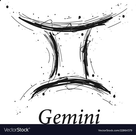 Gemini Astrology Sign Hand Drawn Horoscope Vector Image