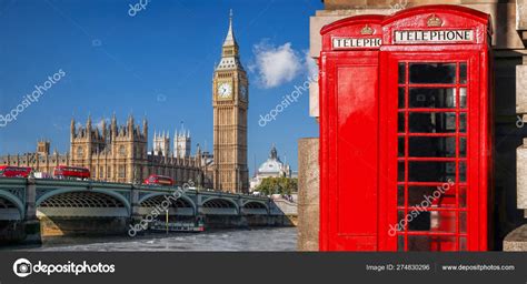 S Mbolos De Londres Con Big Ben Doble Decker Buses Y Cabinas