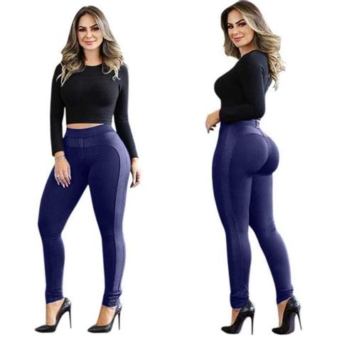 Cal A Legging Montaria Cirre Cintura Alta Suplex Empina Bumbum Azul