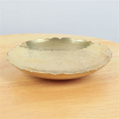 Dragon Plate Bowl Chinese Brass Vintage Solid Brass Etsy Uk Dragon Plate Bowl Solid Brass