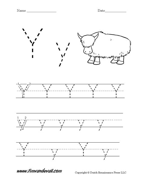 Letter Y Printable Worksheets