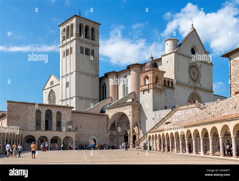 The Basilica Di San Francesco The Basilica Of St Francis Of Assisi From The Piazza Inferiore