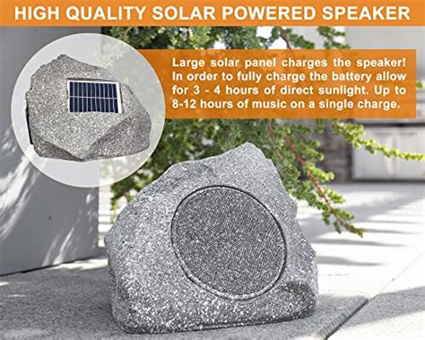 Homewell Outdoor Rock Speaker Solar Powered Wireless Bluetooth 5 0 Portable Speaker Weatherproof