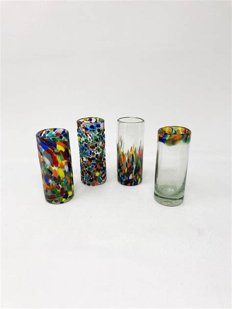 4 Hand Blown Shot Glasses The Cabo Collection Blue Dorado Design