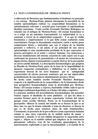 La Nueva Gnoseolog A De Merleau Ponty Pdf