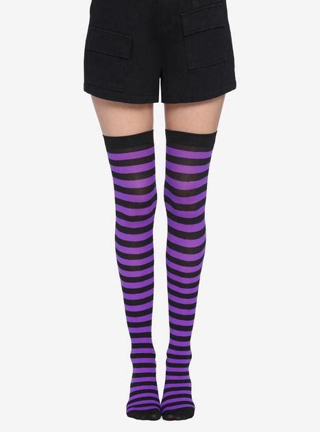 Purple And Black Stripe Thigh Highs Hot Topic