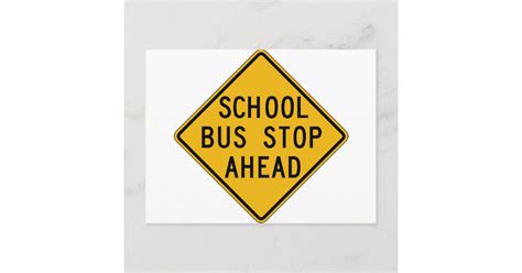 School Bus Stop Ahead Street Sign Postcard | Zazzle