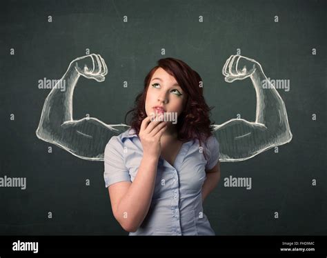 Mujer Con Fuertes Y Musculosos Brazos Dibuj Fotograf A De Stock Alamy