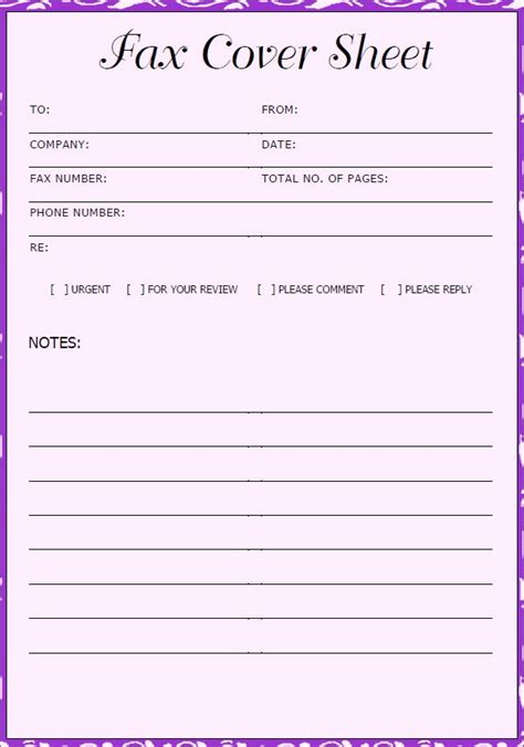 Printable Fillable Fax Cover Sheet Template