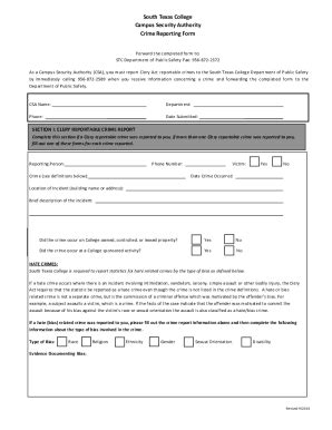 Fillable Online Campus Security Authority Crime Reporting Form Fax