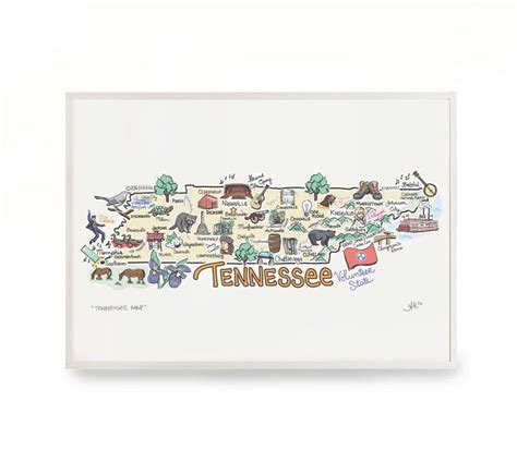 Tennessee Art Tennessee Map Tennessee Print Tn Art