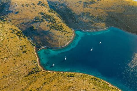 Premium Photo | Aerial view of kornati island archipelago at sunrise ...