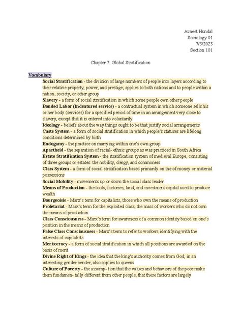 Sociology - Chapter 7 - Avneet Hundal - Avneet Hundal Sociology 01 7/3