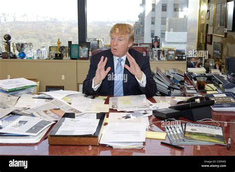 entrepreneur Donald Trump at his desk in his Manhattan office Stock ...