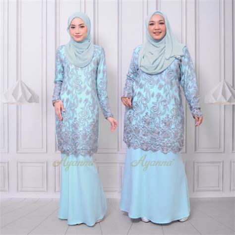 Sale Size Tema Sedondon Soft Baby Blue Kurung Moden Riau