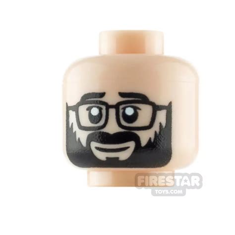 Firestar Custom Printed Minifigure Head Black Beard And Glasses