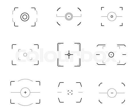 Camera Focus Icons Autofocus Video Photo Frames Stock Vector