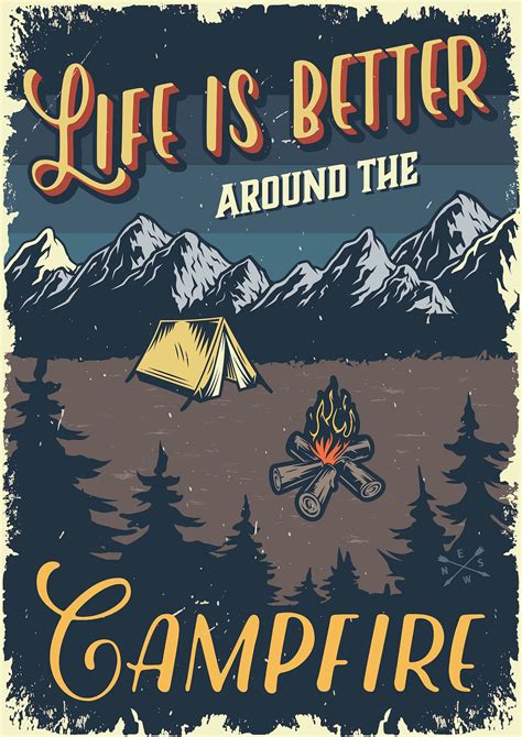 Retro Camping Life Poster Prints Vintage Style Poster Games Etsy