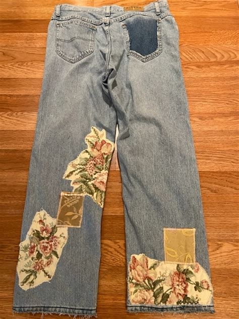 Patched and Embroidered Jeans - Mary's Thrifty Chic