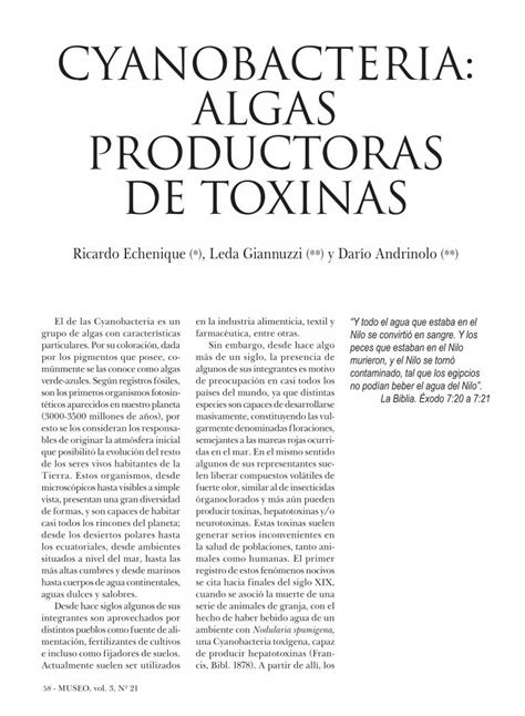 Pdf Cyanobacteria Algas Productoras De Toxinas Dokumen Tips