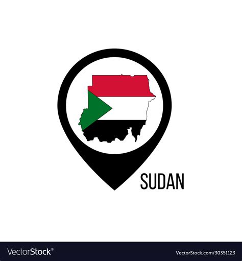 Map pointers with contry sudan flag stock Vector Image