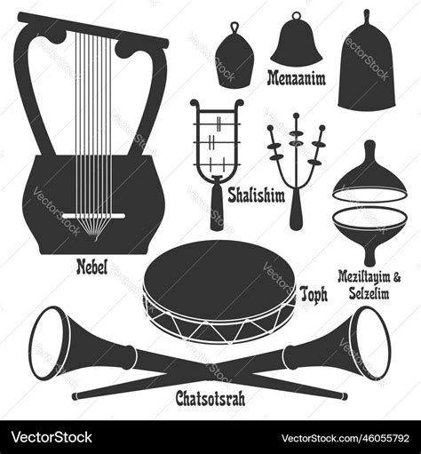 Musical instruments in the bible series Royalty Free Vector