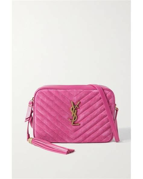 Saint Laurent Lou Leather Trimmed Quilted Suede Shoulder Bag In Pink Lyst Canada