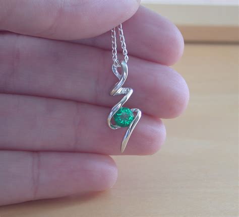 Sterling Silver Emerald Necklace Chain Emerald Jewellery Uk