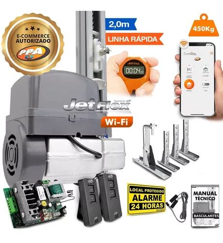 Kit Motor Ppa Bv Penta Jet Flex Wifi 2m Suporte Portão 450kg