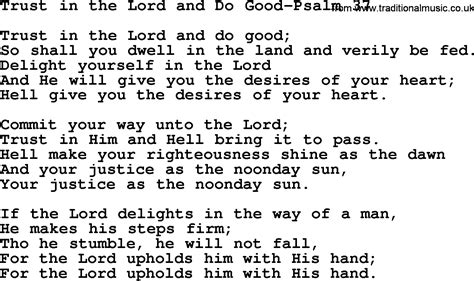 Hymns From The Psalms Song Trust In The Lord And Do Good Psalm 37 Lyrics With Pdf