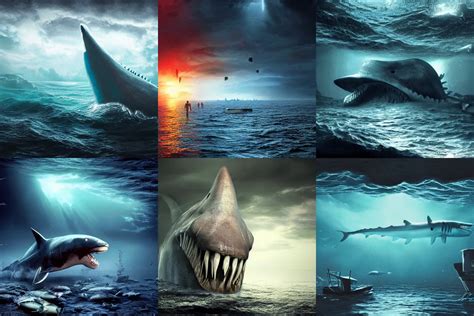 Krea Megalodon Dark Lighting Thalassophobia Huge Real Photo 4 K