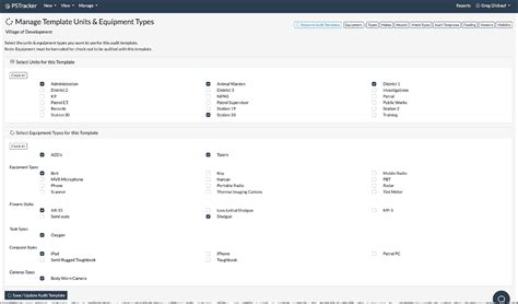 Manage Equipment Audit Templates Pstracker