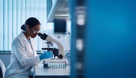 Pathology Lab With Technician Examining Biopsy Samples Premium Ai