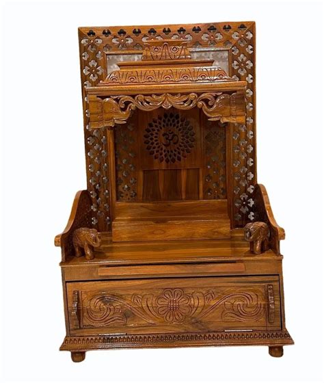 Hand Carved Brown Teak Wood Temple For Home Size Dimension