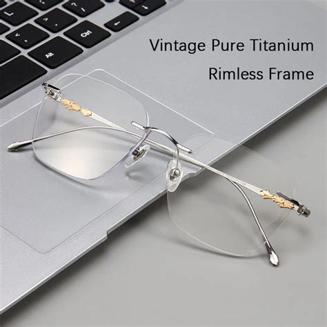 Ultraleve Pure Titanium Rimless Glasses Frame Para Mulheres E Homens