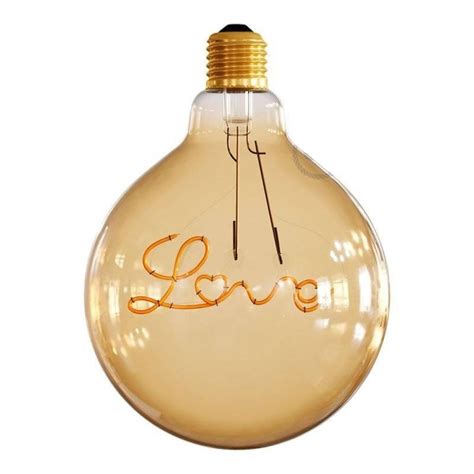 Ampoule D Corative Globe Ambr Filament Led Texte Love Culot E