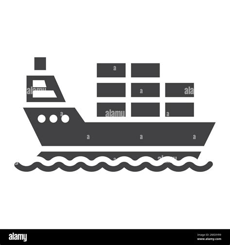 Cargo Ship Glyph Icon Logistic And Delivery Transport Sign Vector