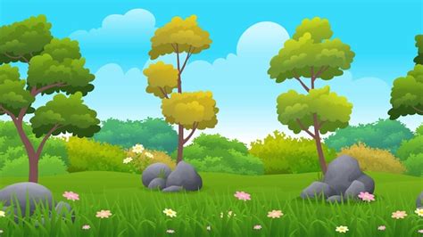 Cartoon Bushes And Trees