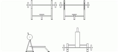 Bloques AutoCAD Gratis De Banco Para Press Pectoral Alzados Y Planta